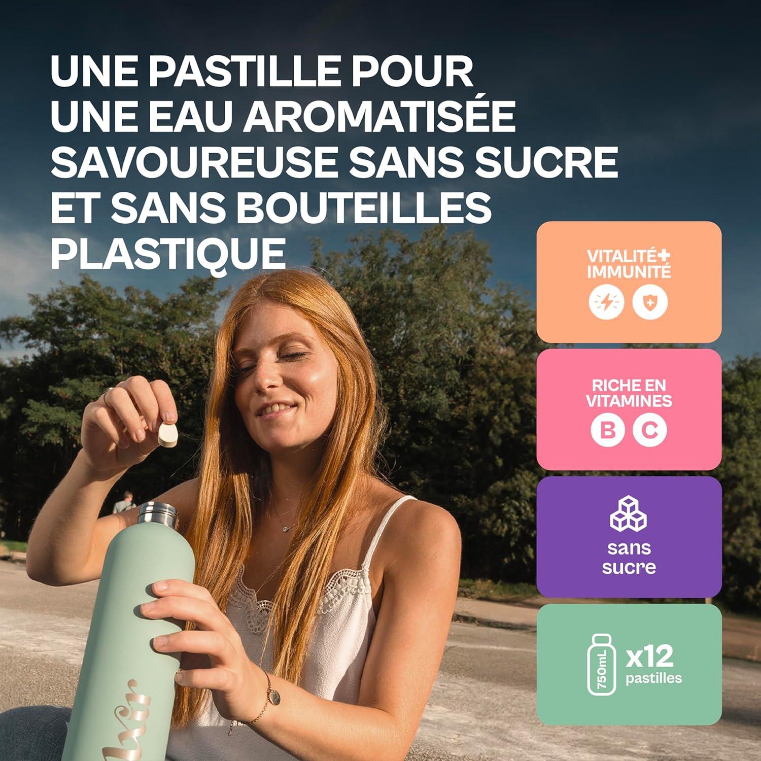 imageLXIR DRINK Eau aromatise en pastille sans sucre Boisson multivitamines Riche en vitamines C et B Hydratation quotidienne Beaut de la peau Vitalit 36 pastilles CitronPcheMentheCitronPecheMelon