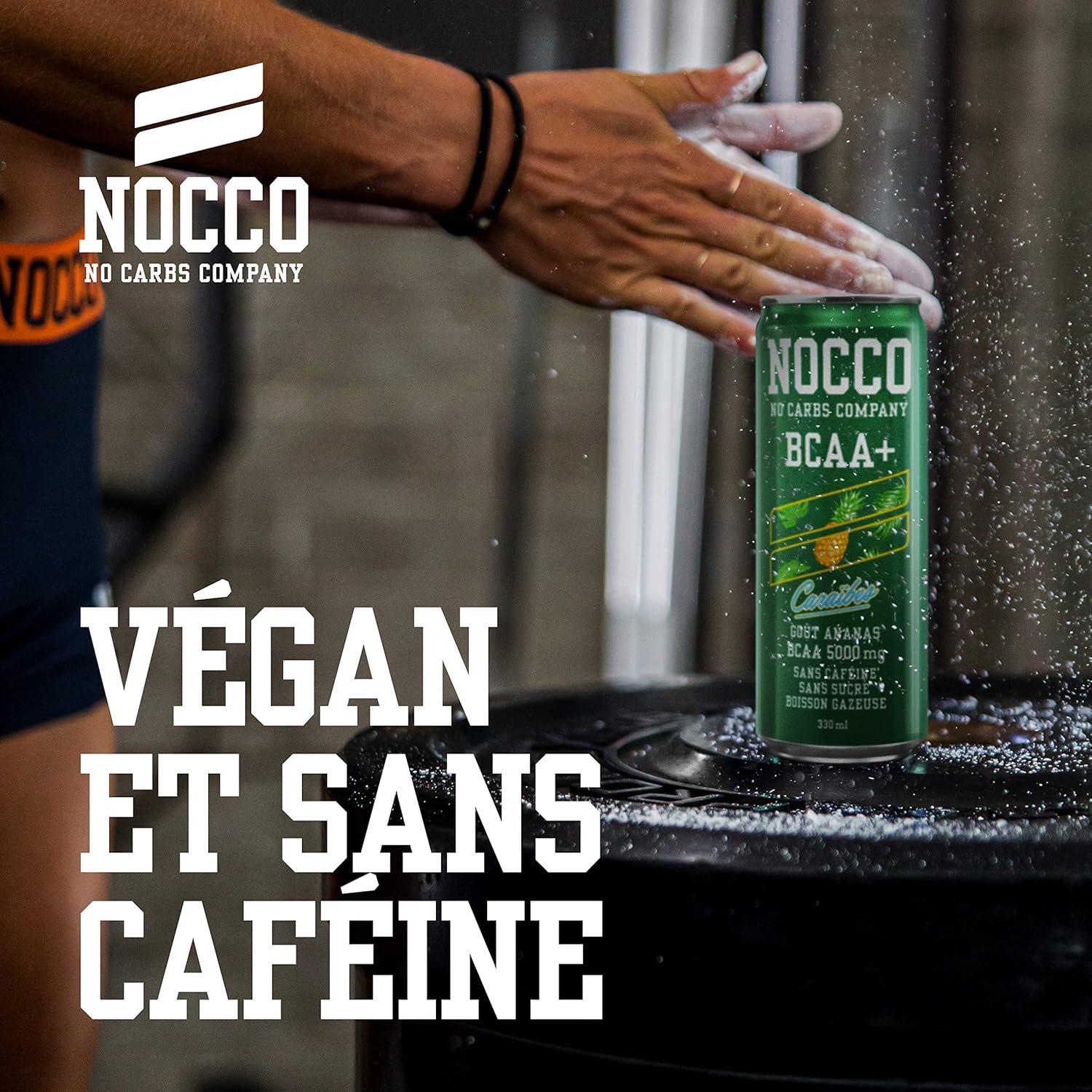 imageNOCCO Boisson nergissante got citron 180 mg cafine 24x330ml Boissons nergtiques Sans Sucre BCAA Limon Del SolCarabes BCAA