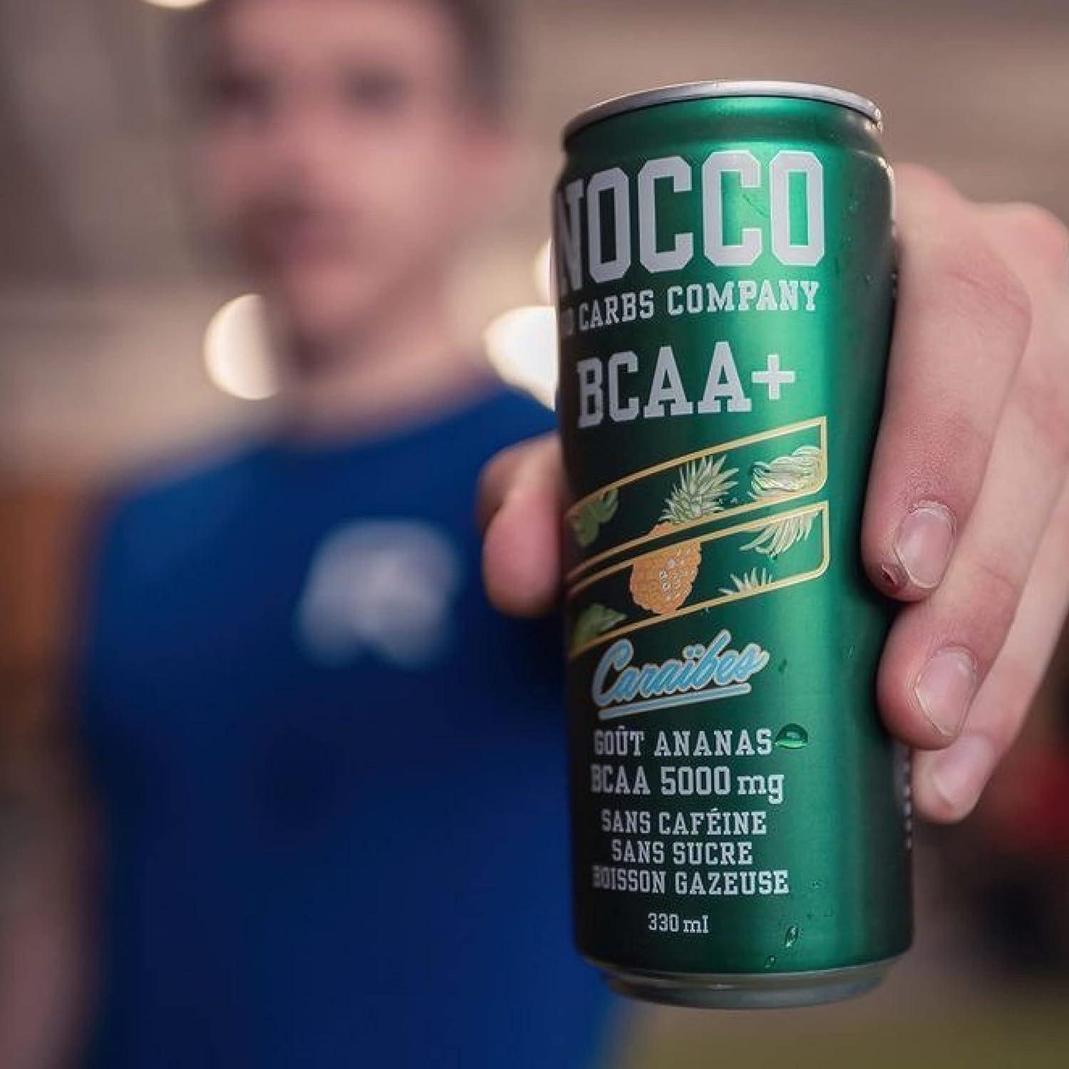 imageNOCCO Boisson nergissante got citron 180 mg cafine 24x330ml Boissons nergtiques Sans Sucre BCAA Limon Del SolCarabes BCAA
