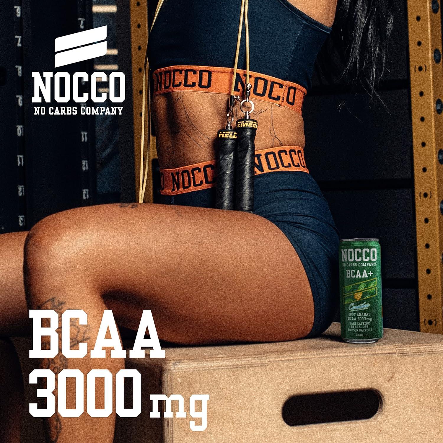 imageNOCCO Boisson nergissante got citron 180 mg cafine 24x330ml Boissons nergtiques Sans Sucre BCAA Limon Del SolCarabes BCAA