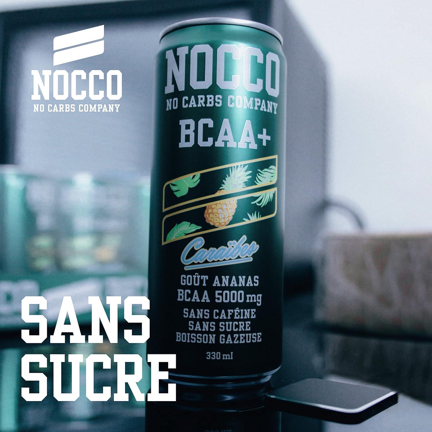 imageNOCCO Boisson nergissante got citron 180 mg cafine 24x330ml Boissons nergtiques Sans Sucre BCAA Limon Del SolCarabes BCAA