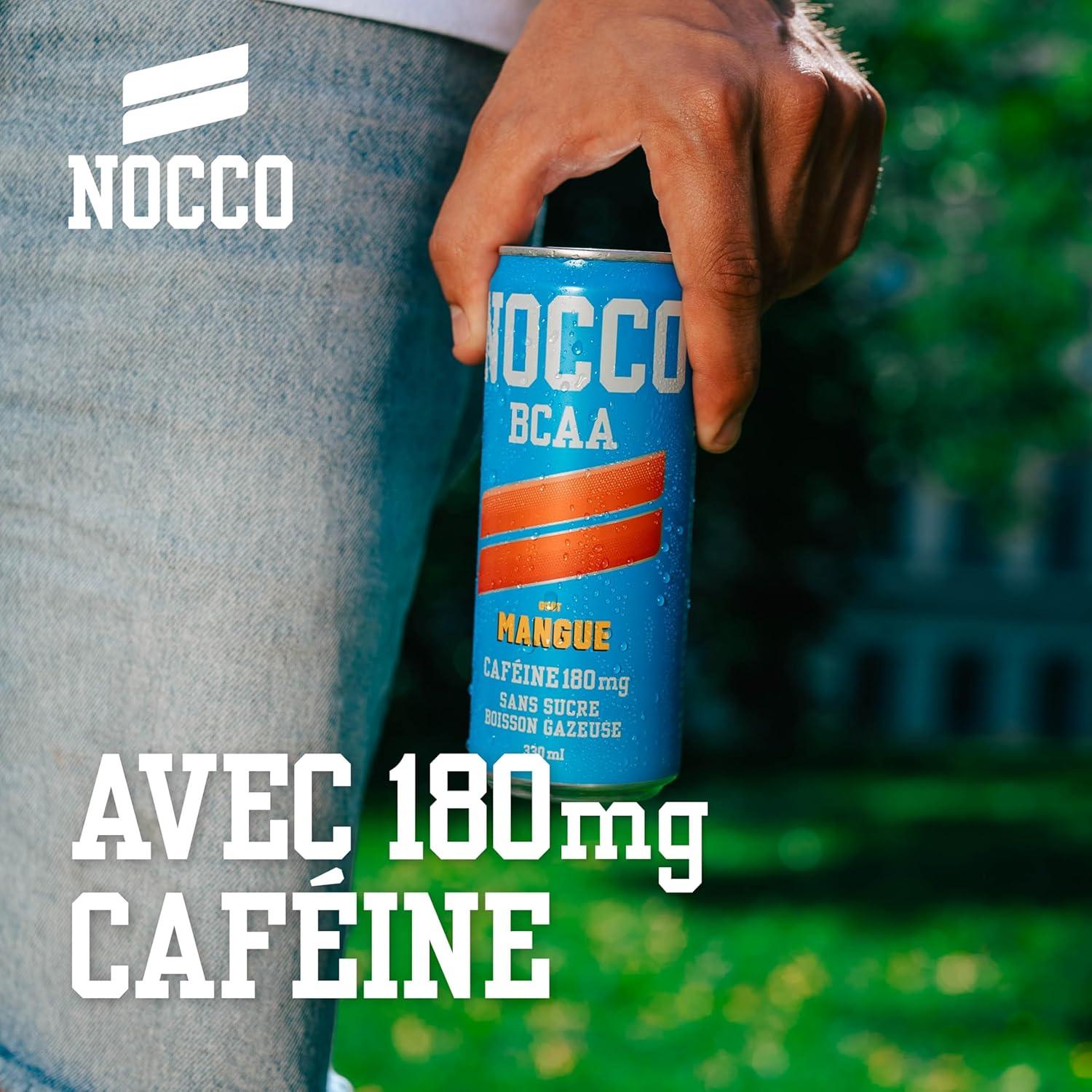 imageNOCCO Boisson nergissante got citron 180 mg cafine 24x330ml Boissons nergtiques Sans Sucre BCAA Limon Del SolMangue