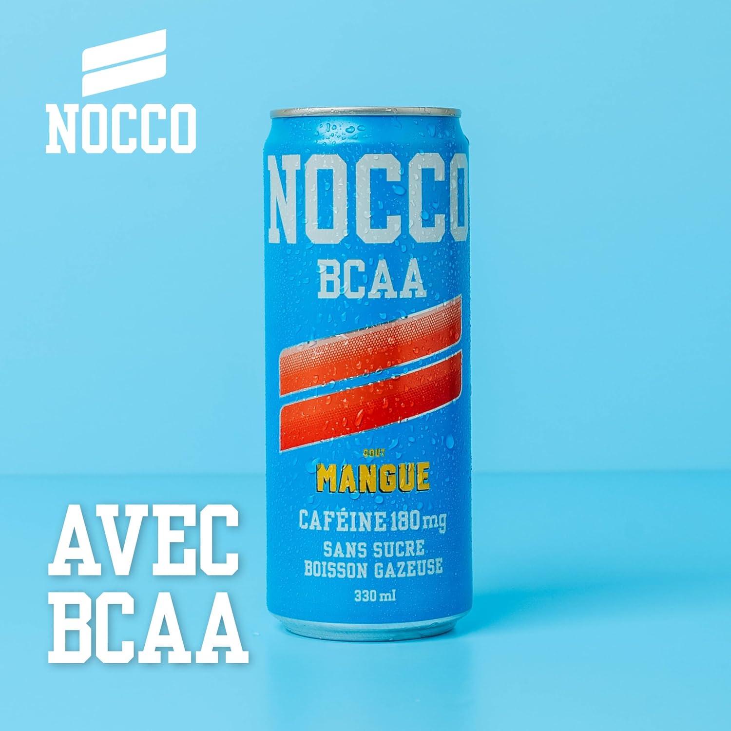 imageNOCCO Boisson nergissante got citron 180 mg cafine 24x330ml Boissons nergtiques Sans Sucre BCAA Limon Del SolMangue
