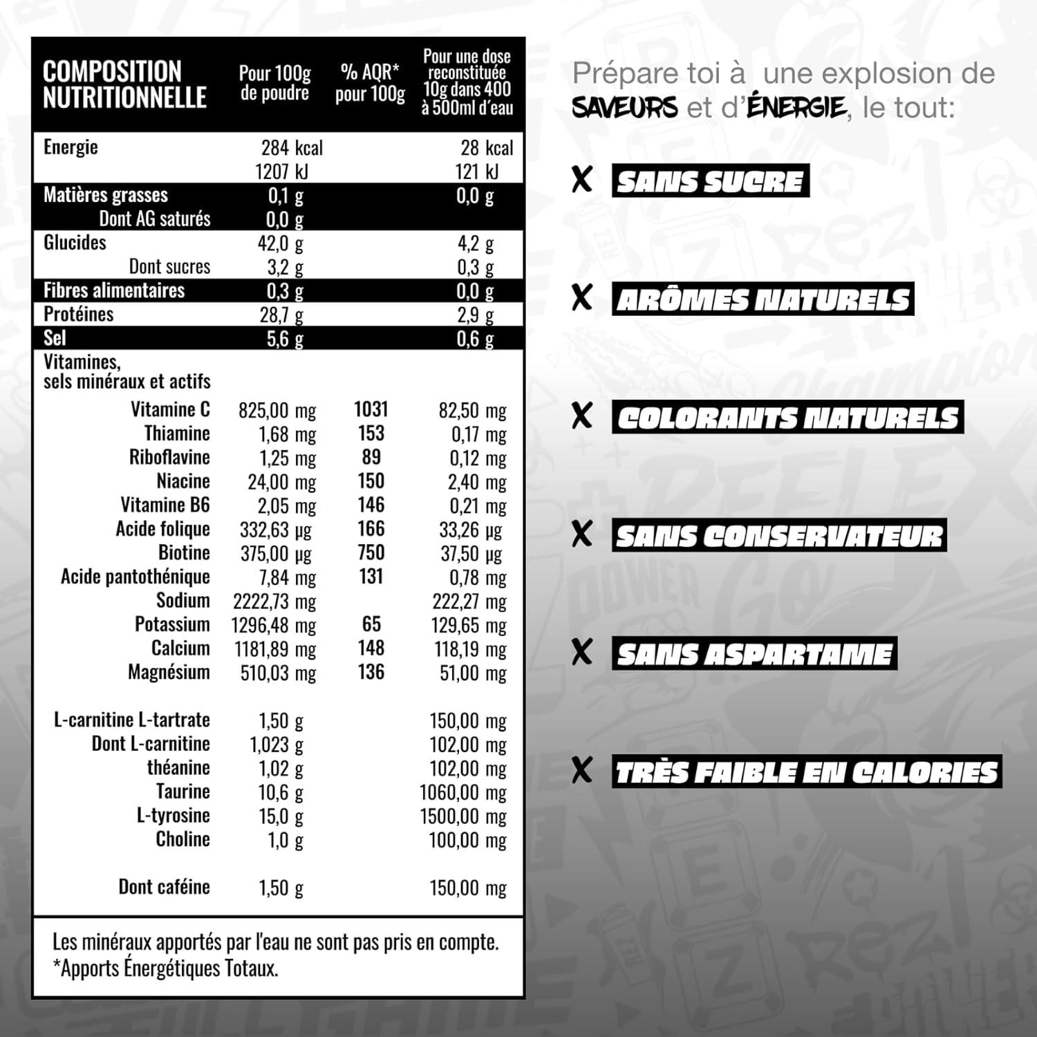 imageREZ Pack Starter Energy Drink en Poudre Boisson nergisante SANS sucre Colorants et Armes Naturels Seulement 30 calories Fabriqu en France Standard