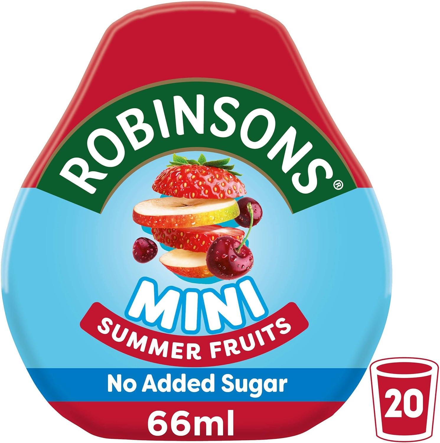 imageRobinsons Mini Sans sucre ajout Faible teneur en calories Fruits dt Pour 20 boissons par paquet