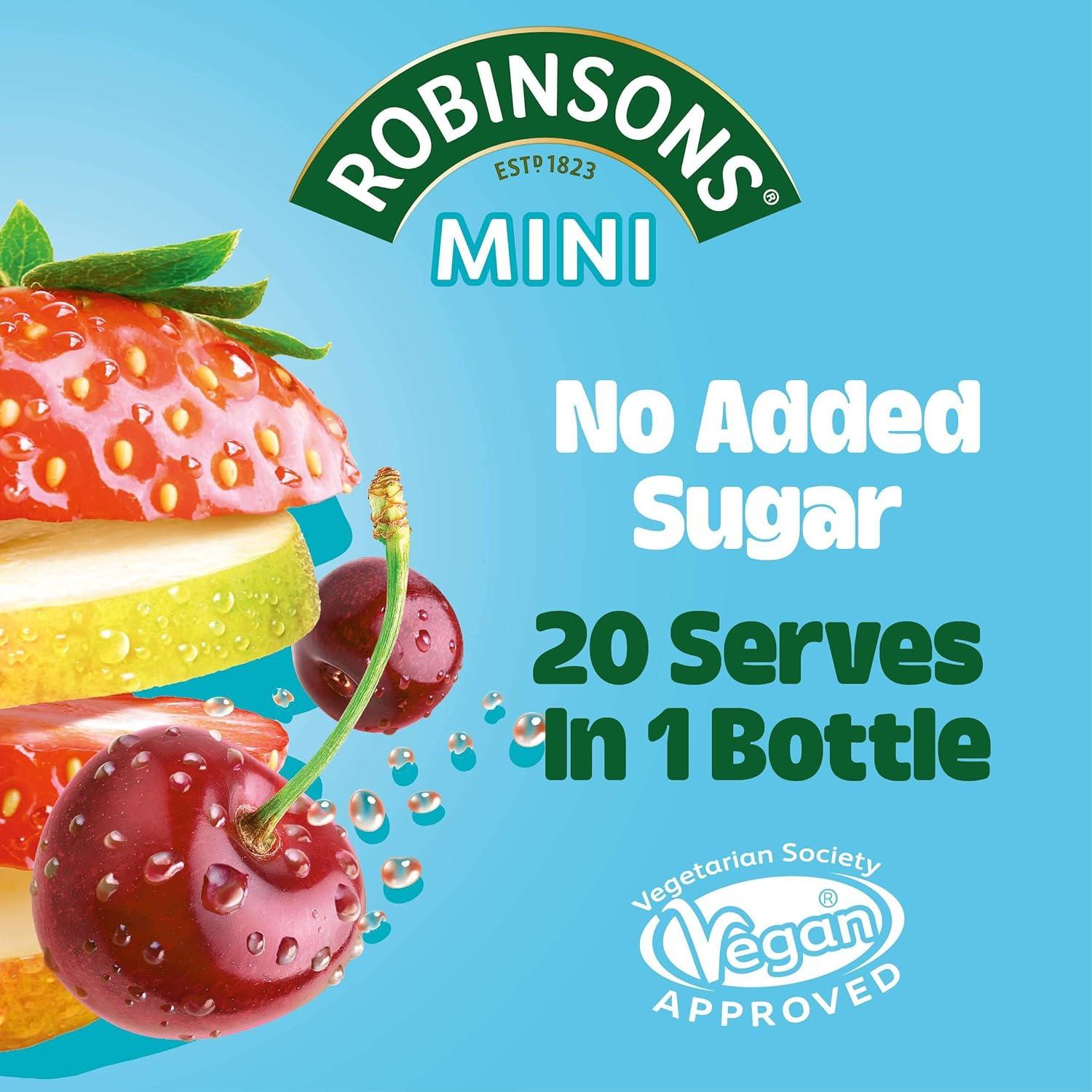 imageRobinsons Mini Sans sucre ajout Faible teneur en calories Fruits dt Pour 20 boissons par paquet