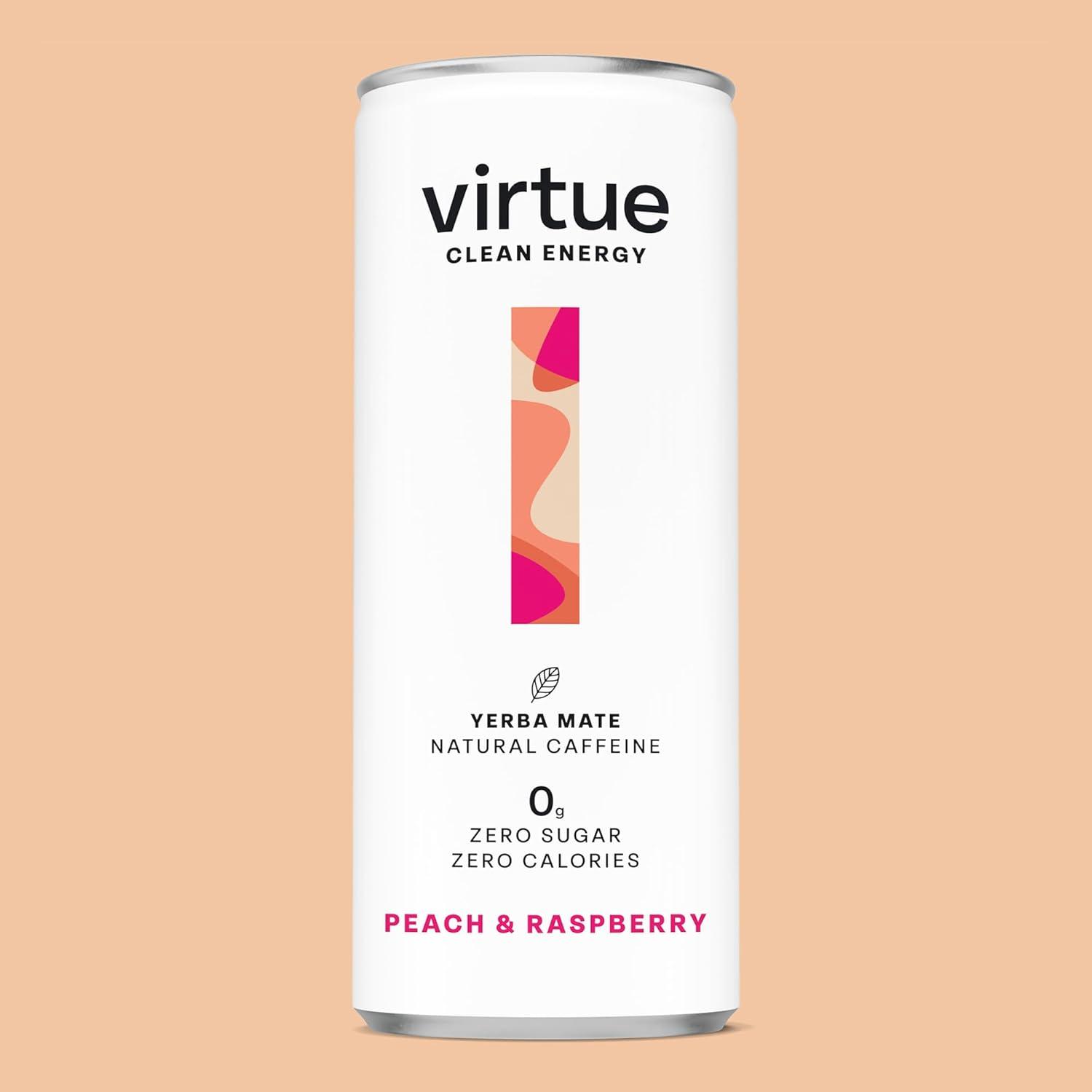 imageVirtue Yerba Mate Boisson nergisante Naturelle Sans Sucre Sans Calories Vgtalien Sans gluten Ctogne Vitamine B Fruits TropicauxPche et Framboise