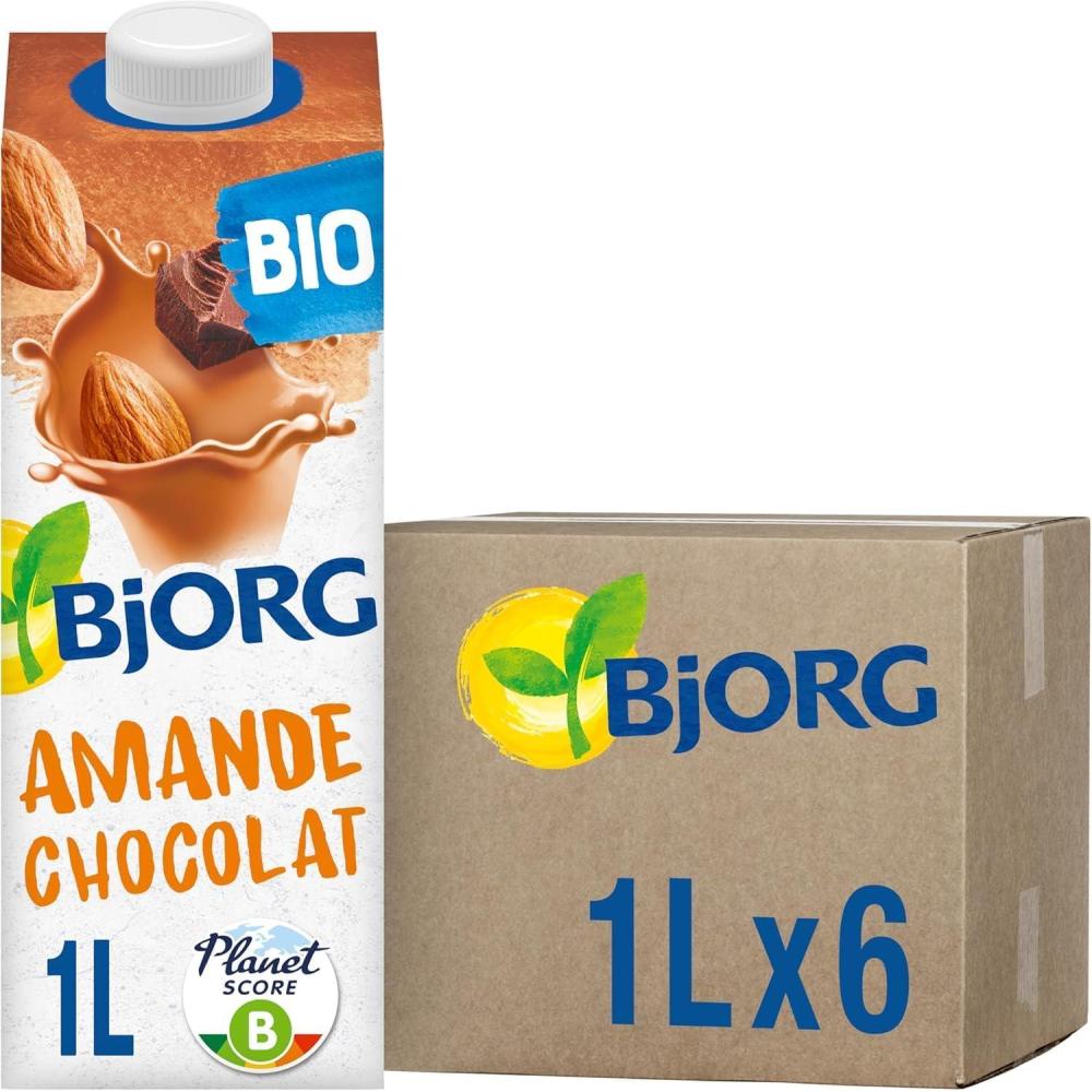 imageBJORG  Lait dAmande Sans Sucre  Lait Vgtal Bio  Pauvre en Acides Gras Saturs  1 L x 6Chocolat