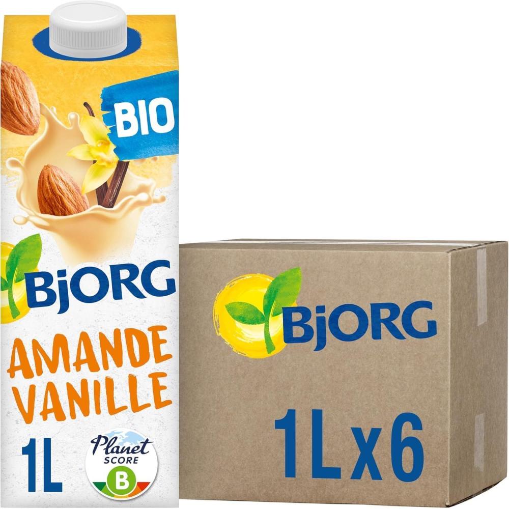 imageBJORG Lait dAmande Sans Sucre Lait Vgtal Bio Pauvre en Acides Gras Saturs 1 L x 6Vanille