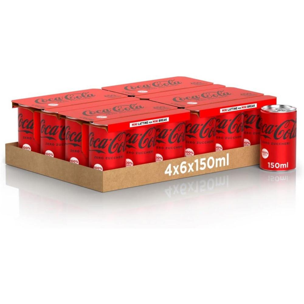imageCocaCola Zero Zuccheri Zero Calorie mini latine 4 x 6 x 150 ml 24 lattine