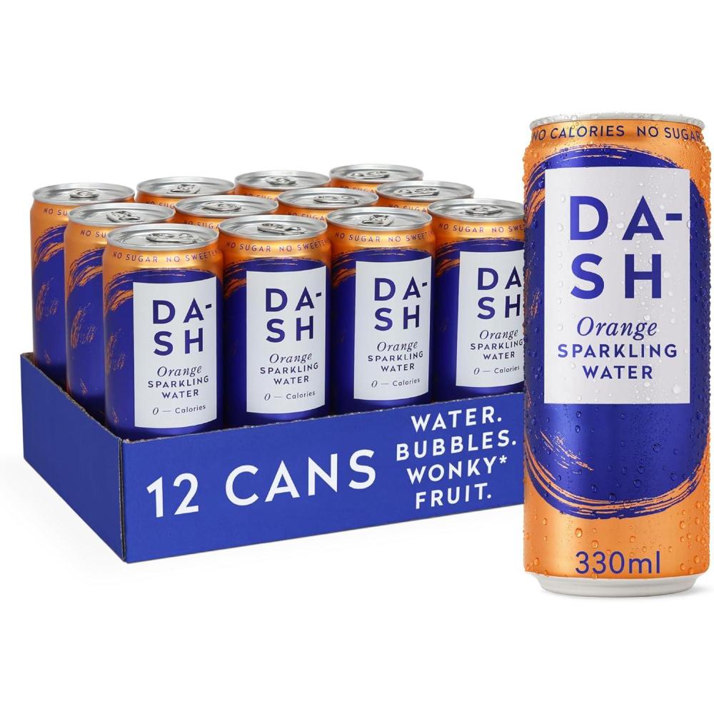 imageDash Water Citron Vert 12x Eaux ptillantes aromatises au citron vert SANS Sucre SANS dulcorant SANS calories Infuses avec des Fruits rejets 12x330mlOrange
