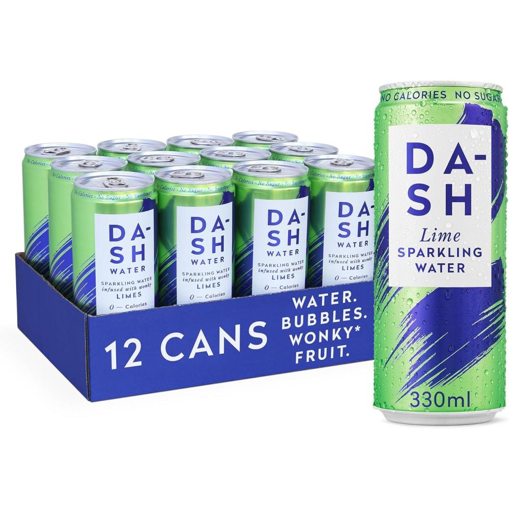 imageDash Water Citron Vert 12x Eaux ptillantes aromatises au citron vert SANS Sucre SANS dulcorant SANS calories Infuses avec des Fruits rejets 12x330mlCitron Vert