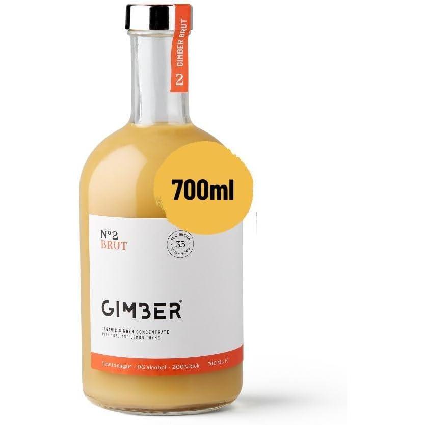 imageGIMBER N2 700 ml Brut Concentr de gingembre bio 50 de sucre en moins Sans alcool et naturel Boisson bio base de gingembre de yuzu et de thym citronn premium pour boissons et cocktails