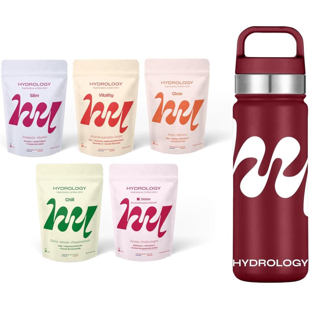imageHYDROLOGY Eau Aromatise Pastilles sans sucre Boisson vitamine soutien immunitaire Hydratation quotidienne 15 pastilles effervescentes Vgan ampamp naturel Citron Vert Gingembre Immunit5 saveurs Gourde Bordeaux