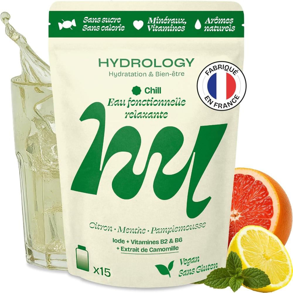imageHYDROLOGY Eau Aromatise Pastilles sans sucre Boisson vitamine soutien immunitaire Hydratation quotidienne 15 pastilles effervescentes Vgan ampamp naturel Citron Vert Gingembre ImmunitCitron Menthe Pamplemousse