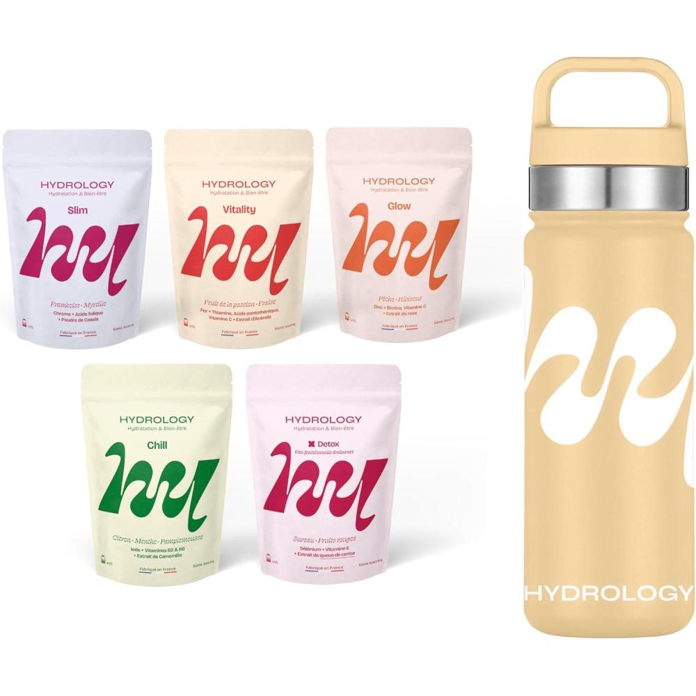 imageHYDROLOGY  Eau Aromatise  Pastilles sans sucre  Boisson vitamine soutien immunitaire  Hydratation quotidienne  15 pastilles effervescentes  Vgan ampamp naturel  Citron Vert Gingembre  Immunit5 saveurs  Gourde Jaune