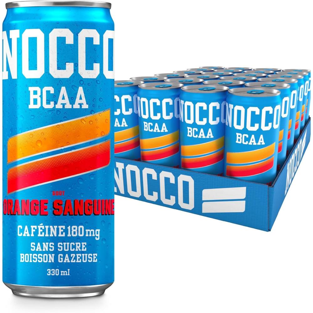 imageNOCCO Boisson nergissante got citron 180 mg cafine 24x330ml Boissons nergtiques Sans Sucre BCAA Limon Del SolBlood Orange