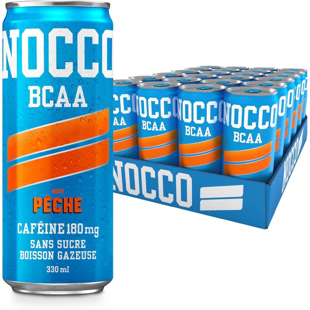 imageNOCCO Boisson nergissante got citron 180 mg cafine 24x330ml Boissons nergtiques Sans Sucre BCAA Limon Del SolPeche