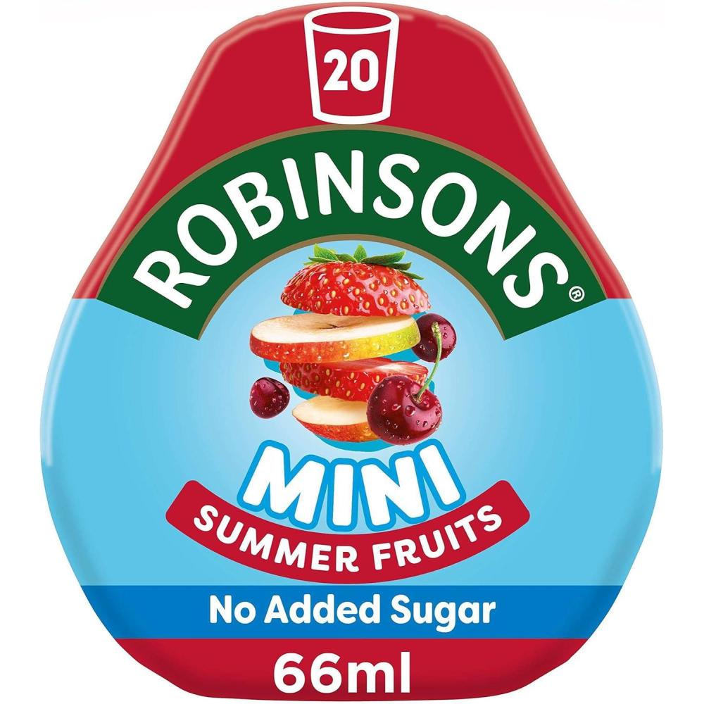 imageRobinsons Mini Sans sucre ajout Faible teneur en calories Fruits dt Pour 20 boissons par paquet