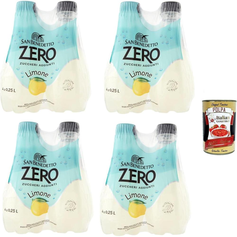 imageSan Benedetto Limone Zero PET sans sucre 24 x 025 l citron zro limonade orange sans sucre boisson douce sans sucre Italian Gourmet polpa 400 g