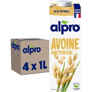Alpro – Boisson Végétale – Lait d&rsquo;Amande Grillée Sans Sucres – 1L – Lot de 4x1L(Avoine)