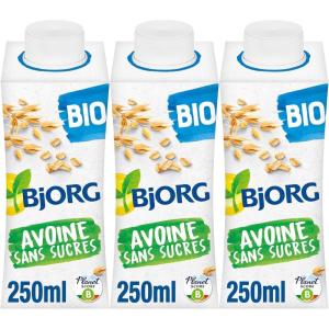 BJORG – Boisson Avoine – Boisson Végétale Bio – Sans Sucres Ajoutés – Pauvre En Matières Grasses – Format Familial – 3 x 1L(250 ml (Lot de 3))