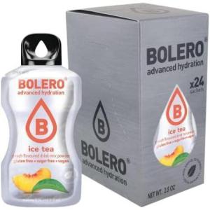Bolero ICE TEA PEACH 24x3g | Jus en poudre sans sucre, édulcoré à la stévia + vitamine C | pour enfants et sportifs | sans gluten, végétalien | saveur de thé glacé à la pêche