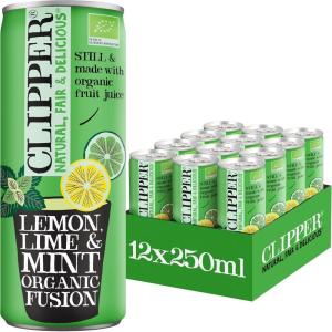 CLIPPER – Boisson Rafraichissante Bio – Fusion Citron, Citron Vert, Menthe – Sans sucre ajoutés – 25cl x 12(Zitrone)
