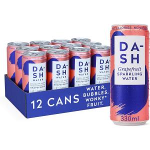 Dash Water Citron Vert – 12x Eaux pétillantes aromatisées au citron vert. SANS Sucre, SANS Édulcorant, SANS calories – Infusées avec des Fruits rejetés (12x330ml)(Pamplemousse)