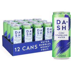 Dash Water Citron Vert – 12x Eaux pétillantes aromatisées au citron vert. SANS Sucre, SANS Édulcorant, SANS calories – Infusées avec des Fruits rejetés (12x330ml)(Citron Vert)