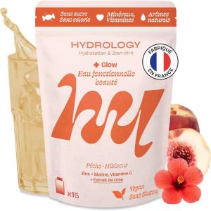 HYDROLOGY – Eau Aromatisée – Pastilles sans sucre – Boisson vitaminée soutien immunitaire – Hydratation quotidienne – 15 pastilles effervescentes – Végan & naturel – Citron Vert Gingembre – Immunité(Pêche Hibiscus)