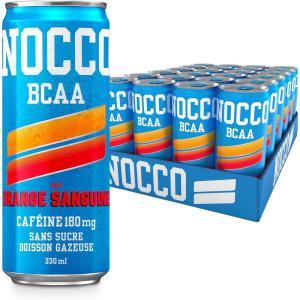 NOCCO Boisson énergissante goût citron 180 mg caféine 24x330ml Boissons énergétiques, Sans Sucre BCAA (Limon Del Sol)(Blood Orange)