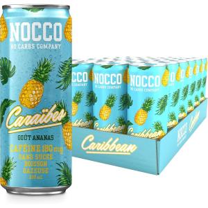 NOCCO Boisson énergissante goût citron 180 mg caféine 24x330ml Boissons énergétiques, Sans Sucre BCAA (Limon Del Sol)(Caraïbes)