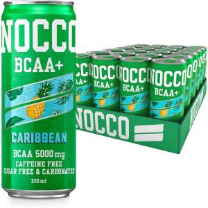 NOCCO Boisson énergissante goût citron 180 mg caféine 24x330ml Boissons énergétiques, Sans Sucre BCAA (Limon Del Sol)(Caraïbes BCAA+)