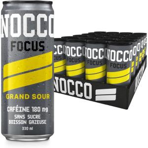 NOCCO Boisson énergissante goût citron 180 mg caféine 24x330ml Boissons énergétiques, Sans Sucre BCAA (Limon Del Sol)(Grand Sour)