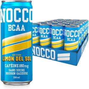 NOCCO Boisson énergissante goût citron 180 mg caféine 24x330ml Boissons énergétiques, Sans Sucre BCAA (Limon Del Sol)(Limon Del Sol)