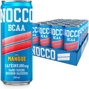NOCCO Boisson énergissante goût citron 180 mg caféine 24x330ml Boissons énergétiques, Sans Sucre BCAA (Limon Del Sol)(Mangue)