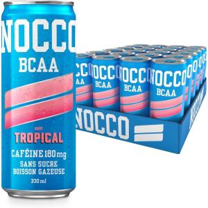 NOCCO Boisson énergissante goût citron 180 mg caféine 24x330ml Boissons énergétiques, Sans Sucre BCAA (Limon Del Sol)(Tropical)