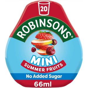 Robinsons Mini – Sans sucre ajouté – Faible teneur en calories – Fruits d&rsquo;été – Pour 20 boissons par paquet
