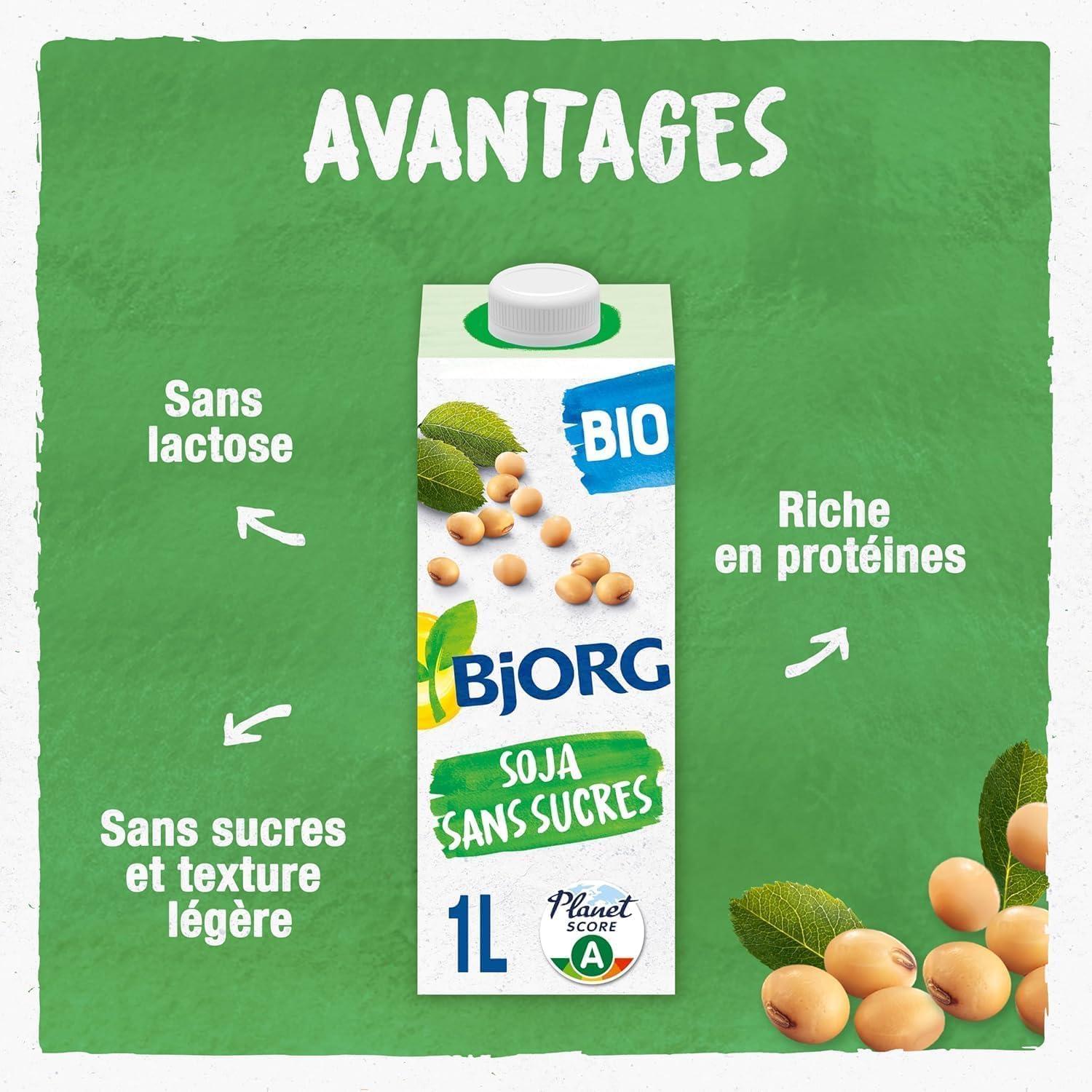 imageBJORG Boisson Vgtale Soja Sans Sucres Boisson Bio Riche en Protines 1 L x 6Sans Sucres