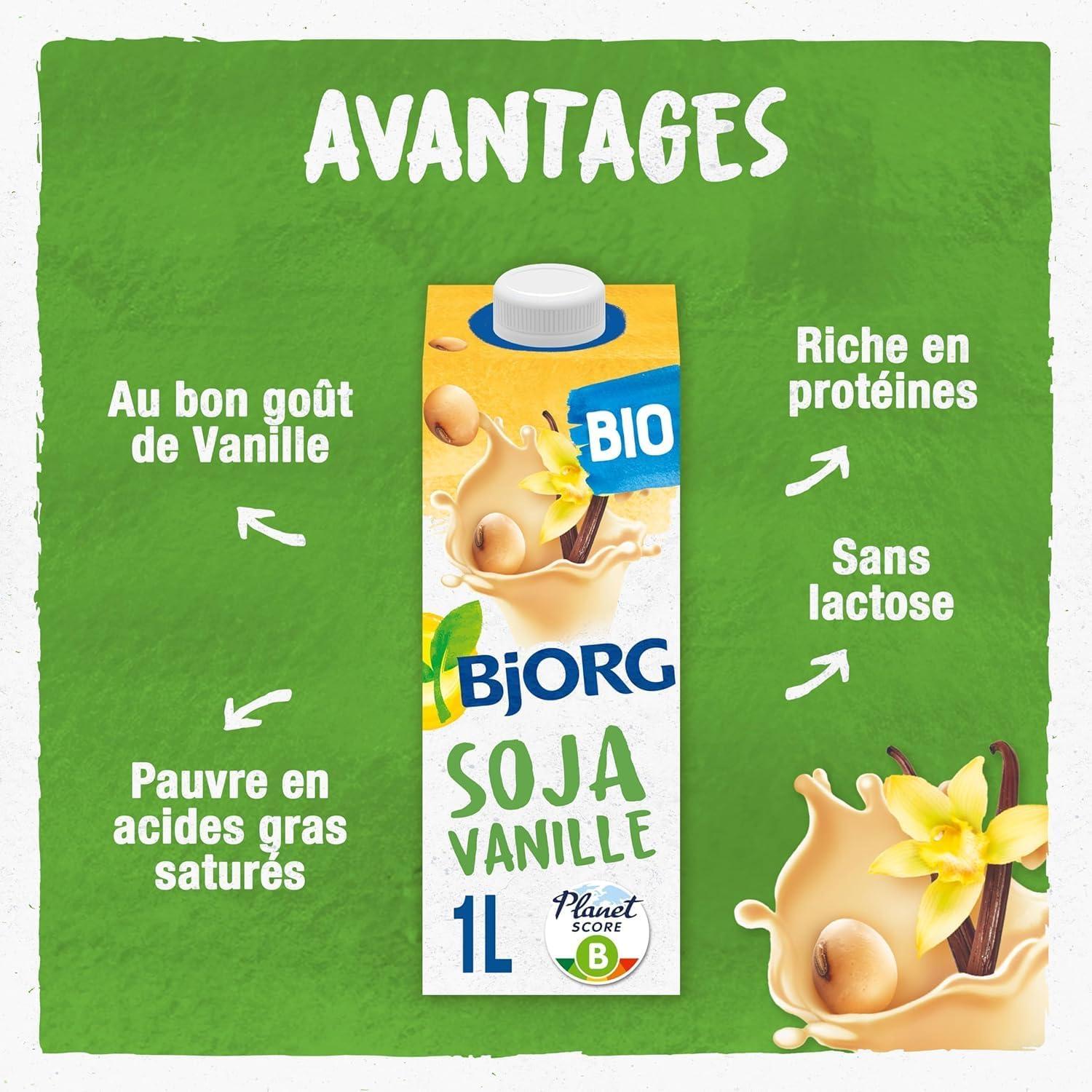 imageBJORG Boisson Vgtale Soja Sans Sucres Boisson Bio Riche en Protines 1 L x 6Vanille