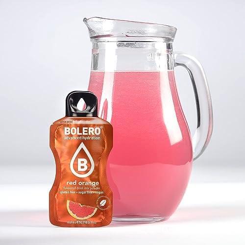 imageBolro RED ORANGE 24x3g Jus en poudre sans sucre dulcor la stvia vitamine C pour enfants et sportifs sans gluten vgtalien saveur orange rouge