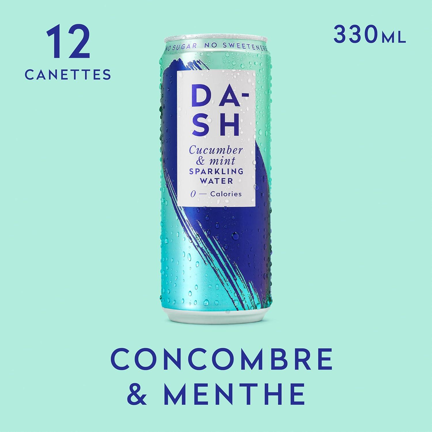 imageDASH Water Concombre Menthe 12x Eaux ptillantes aux extraits de concombre et menthe et armes natrels SANS Sucre SANS dulcorant SANS calories Infuses avec des Fruits rejets 12x330ml