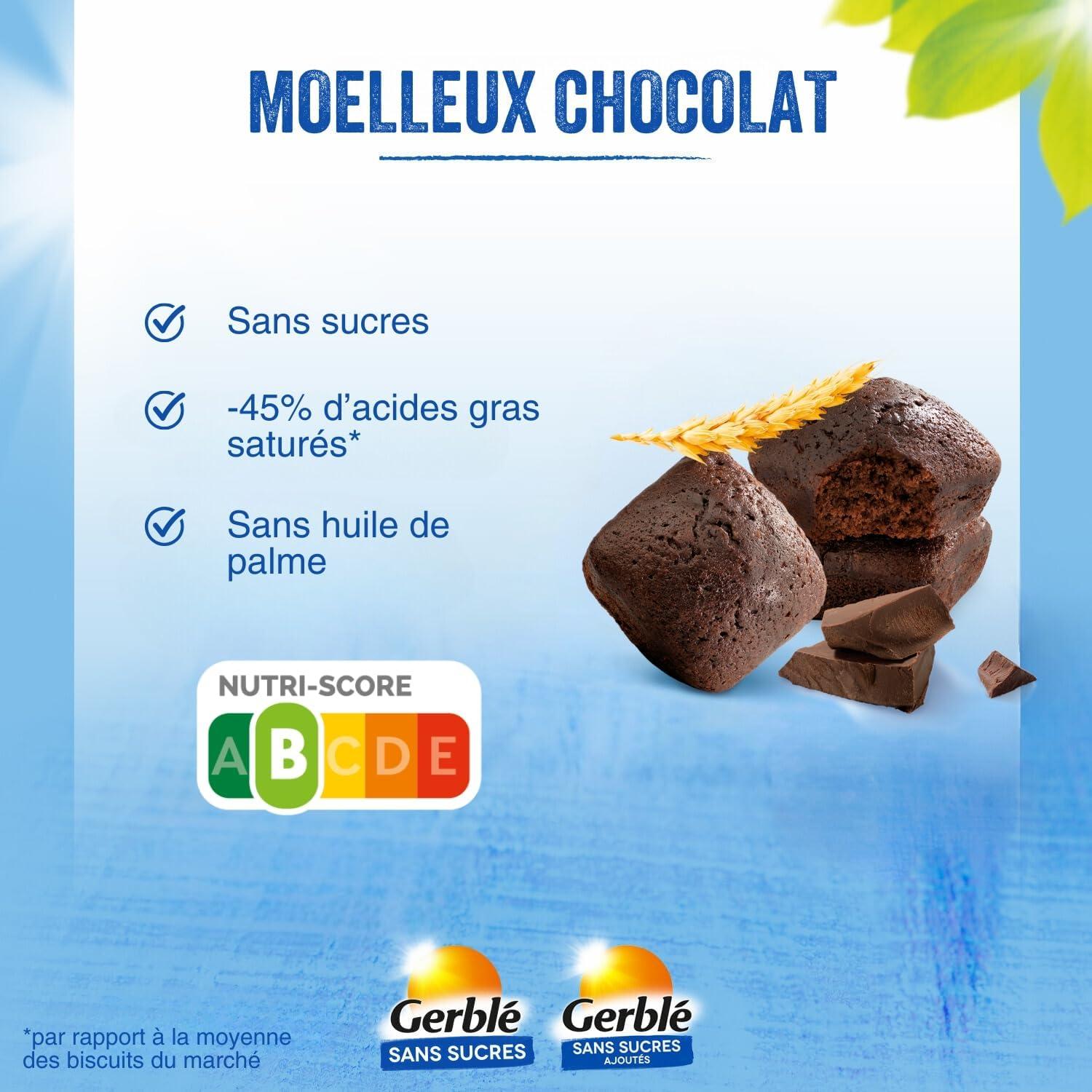 imageGerbl Moelleux Saveur Citron Sans Sucres Gteaux Moelleux au Citron Sans Huile de Palme Format Individuel Pratique 196g 7 sachetsChocolat