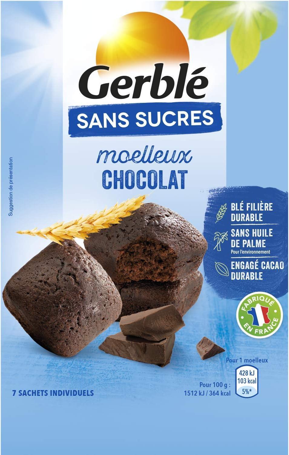 imageGerbl Moelleux Saveur Citron Sans Sucres Gteaux Moelleux au Citron Sans Huile de Palme Format Individuel Pratique 196g 7 sachetsChocolat