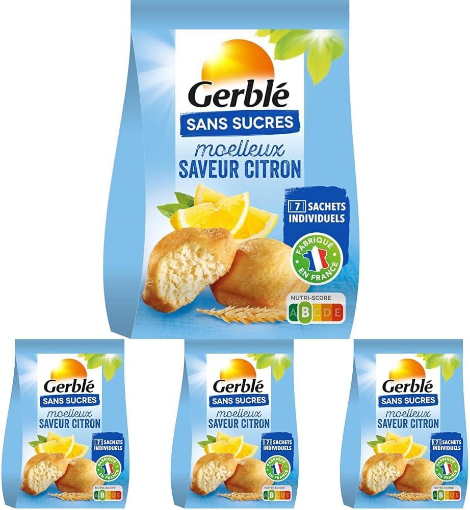 imageGerbl Moelleux Saveur Citron Sans Sucres Gteaux Moelleux au Citron Sans Huile de Palme Format Individuel Pratique 196g 7 sachetsCitron