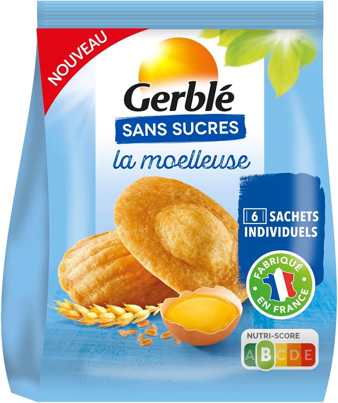 imageGerbl Moelleux Saveur Citron Sans Sucres Gteaux Moelleux au Citron Sans Huile de Palme Format Individuel Pratique 196g 7 sachetsMadeleine