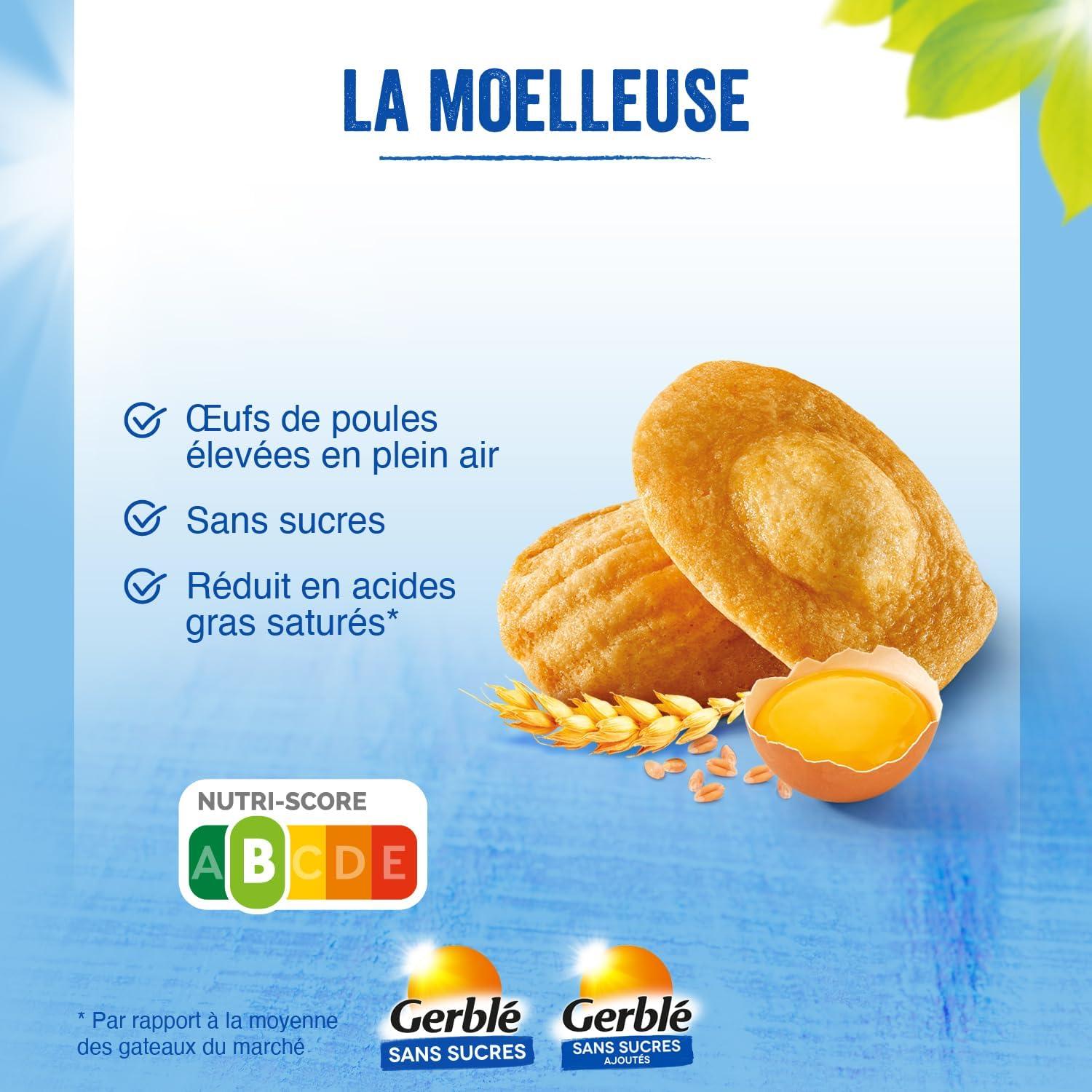 imageGerbl Moelleux Saveur Citron Sans Sucres Gteaux Moelleux au Citron Sans Huile de Palme Format Individuel Pratique 196g 7 sachetsMadeleine