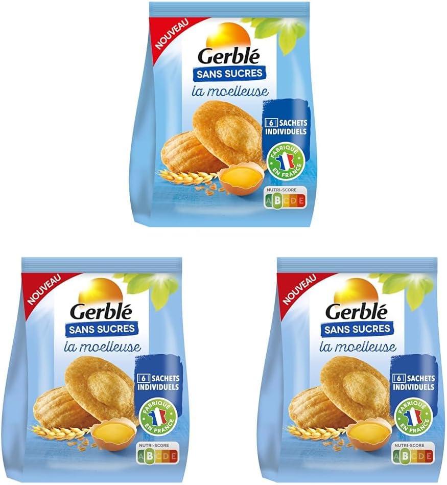 imageGerbl Moelleux Saveur Citron Sans Sucres Gteaux Moelleux au Citron Sans Huile de Palme Format Individuel Pratique 196g 7 sachetsMadeleine