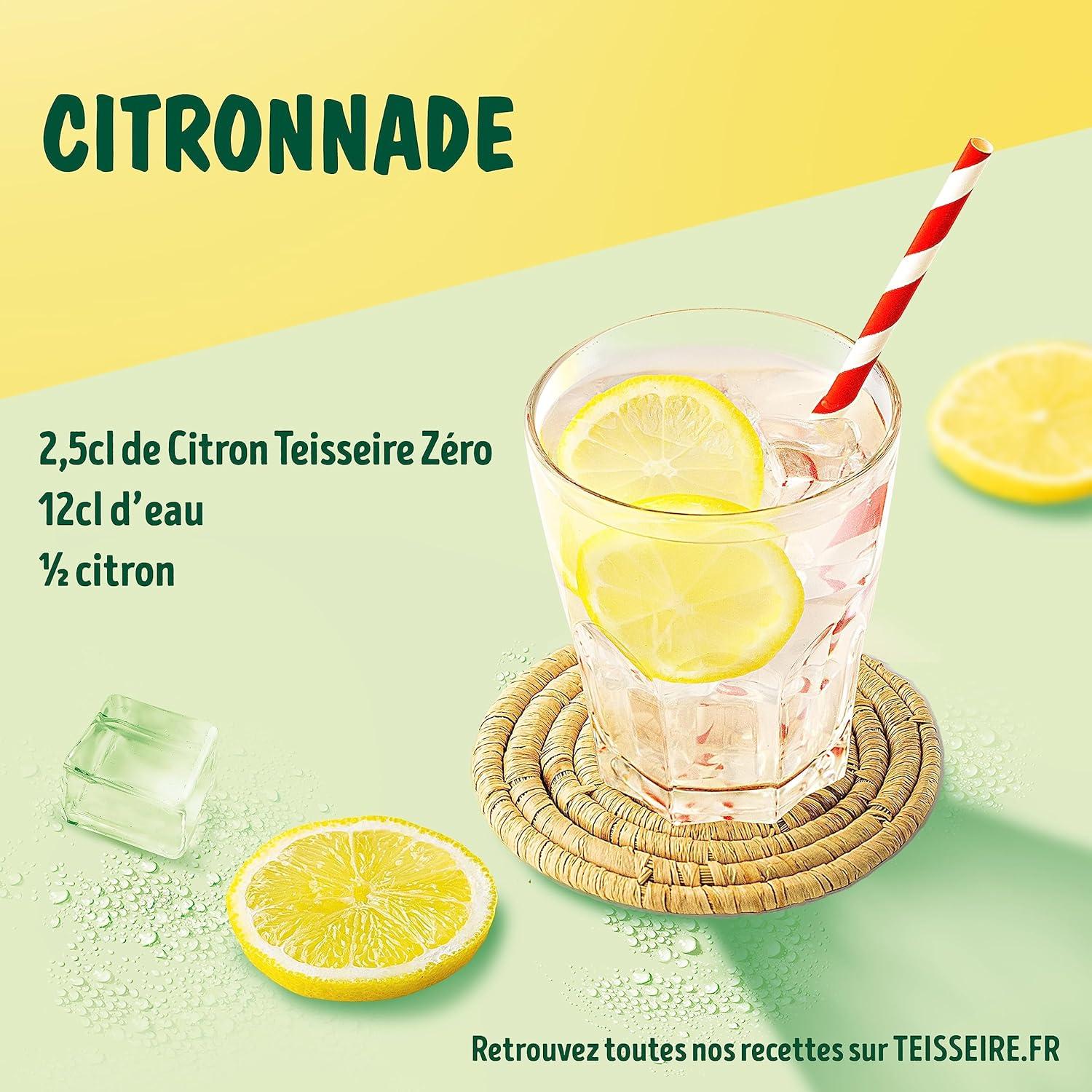 imageLot de 3 sirops Teisseire Zro Sucres Iced Tea Pche Grenadine Citron pour Boisson Rafrachissante Cocktails Bidon Recyclable 3x60cl